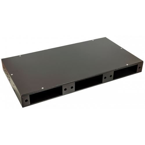 Metal 19" optical enclosure, 1U, for 3 adapter faceplates